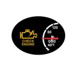 A dashboard shows a lit-up check engine light